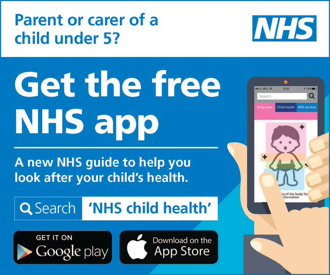 Parent or carer of a child under 5 Parent or carer of a child under 5? Get the free NHS app, a new guide to help you look after your child's health. Search NHS child health on Google Play or the App Store.